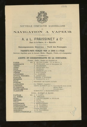 Item #z015709 Nouvelle Compagnie Marseillaise de Navigation A Vapeur Steamship Brochure, With...