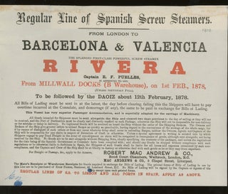 Item #z015710 Robert Mac Andrew and Co. Regular Line of Spanish Screw Steamers, Sailing...