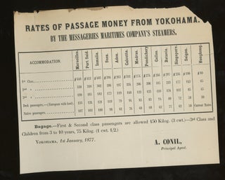 Item #z015732 Compagnie Des Messageries Maritimes De France Rates of Passage From Yokohama to...