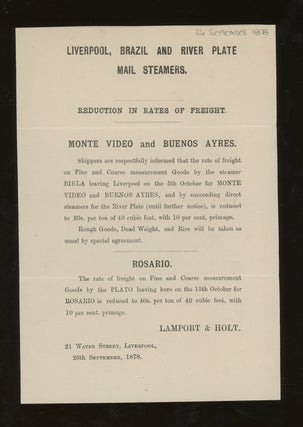 Item #z015735 Lamport and Holt Liverpool, Brazil, and River Plate Mail Steamers Notice of...