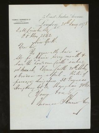 Item #z015744 Letter of Transmittal on Thomas Skinner and Co Steamship Line Letterhead, With...