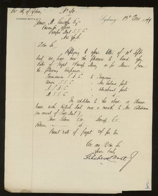 Item #z015747 Letter of Transmittal On Gilchrist, Watt and Company Shipping Agents Letterhead,...
