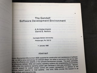 Lot of 4 A. N. Habermann volumes from his own collection: Introduction to Operating System Design; On the Harmonious Co-Operation of Abstract Machines; Operating System Structures; The Second Compendium of Gandalf Documentation