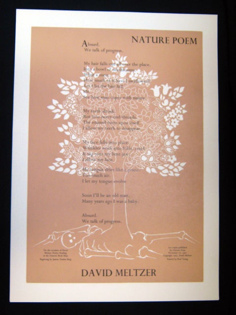Item #z03726 Nature Poem (Broadside). David Meltzer, Janeen Vanden Berg, Noel Young.