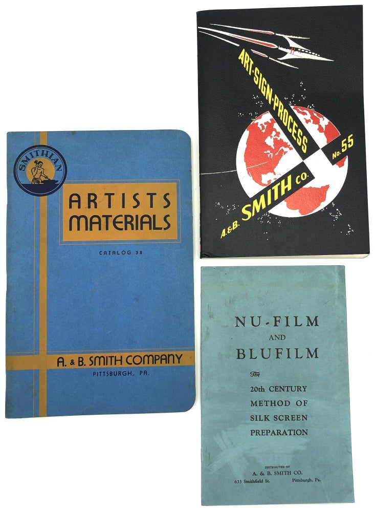 Item #z03764 Lot 3 A. & B. Smith Art Material Catalogues and Silk Screen Guides: "A. & B. Smith Art-Sign-Process No. 55", "Nu-Film and Blufilm", "Artists Materials Catalog 38" A., B. Smith.