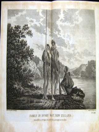 Item #z03935 Family in Dusky Bay, New Zealand: Original plate from Cook's 'Voyage Towards the...