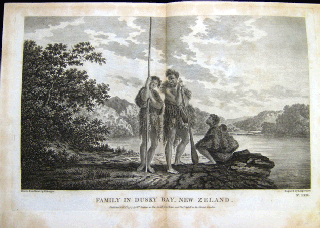 Item #z03935 Family in Dusky Bay, New Zealand: Original plate from Cook's 'Voyage Towards the...