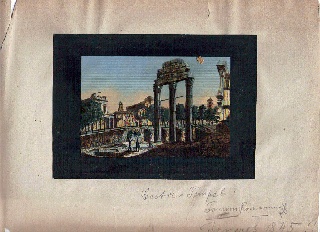 Item #z04094 Hand Colored Etching of Temple of Castor and Pollux / Tempio dei Dioscuri, Rome...