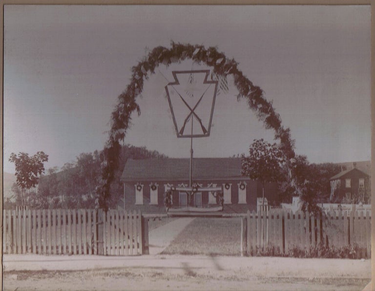 Item #z04394 Original photograph of a patriotic keystone Trellis at the Little Red School House, PA. n/a.