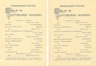 Item #z04417 2 Program leaflets from the Pittsburgh Academy Commencement Exercises, Class of '89....
