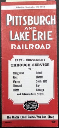 Item #z04564 Pittsburgh and Lake Erie Rail Road Time Tables: Effective September 26, 1948....