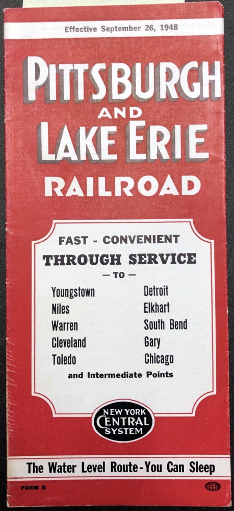 Item #z04564 Pittsburgh and Lake Erie Rail Road Time Tables: Effective September 26, 1948. Pittsburgh, Lake Erie Railroad, P&LE RR.