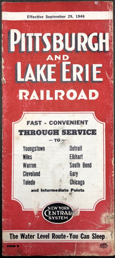 Item #z04569 Pittsburgh and Lake Erie Rail Road Time Tables: Effective September 29, 1946. Pittsburgh, Lake Erie Railroad, P&LE RR.