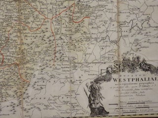 Hand colored map of Westphalia, Germany (1757)