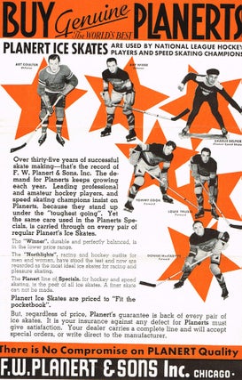 Item #z06415 Advertisement for Planert Ice Skates. F. W. Planert, Inc Sons