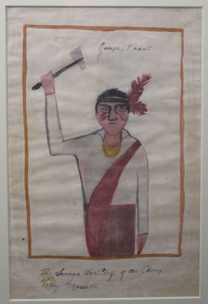 Item #z07283 Watercolor Painting : 'Joseph Brant: The Savage War Chief of the Cherry Valley Massacre' [caption title]. possibly a. child American primitive painter.