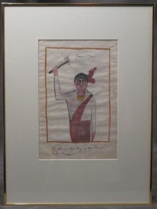 Watercolor Painting : 'Joseph Brant: The Savage War Chief of the Cherry Valley Massacre' [caption title]