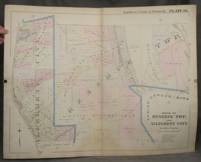 Item #z07841 Plat Map of the Northern Vicinity of Pittsburgh, including Parts of Reserve Township and Allegheny City. Allegheny City Map, Pittsburgh, Reserve, North side.