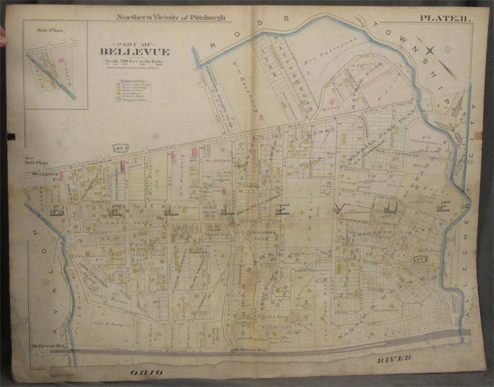 Item #z07853 Plat Map of the Northern Vicinity of Pittsburgh, Including Part of Bellevue. Pittsburgh Map, Bellevue.