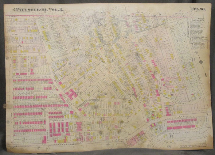 Item #z07856 Plat Map of Pittsburgh, Including Part of Homewood. Pittsburgh Map, Homewood.