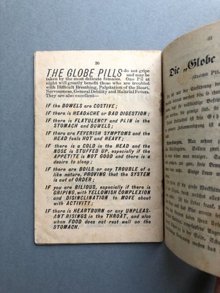 The Village Blacksmith, Calendar and Advertisement for Globe Pills