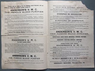 Food for Through, Pamphlet for Anderson's Famous Vegetable Mineral Compound Blood Purifier