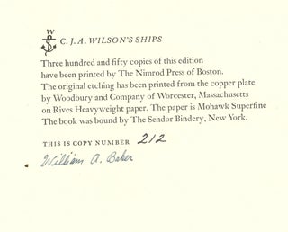 Item #z09342 Ships, Signed by William A. Baker. C. G. A. Wilson, Richard Holman William A. Baker